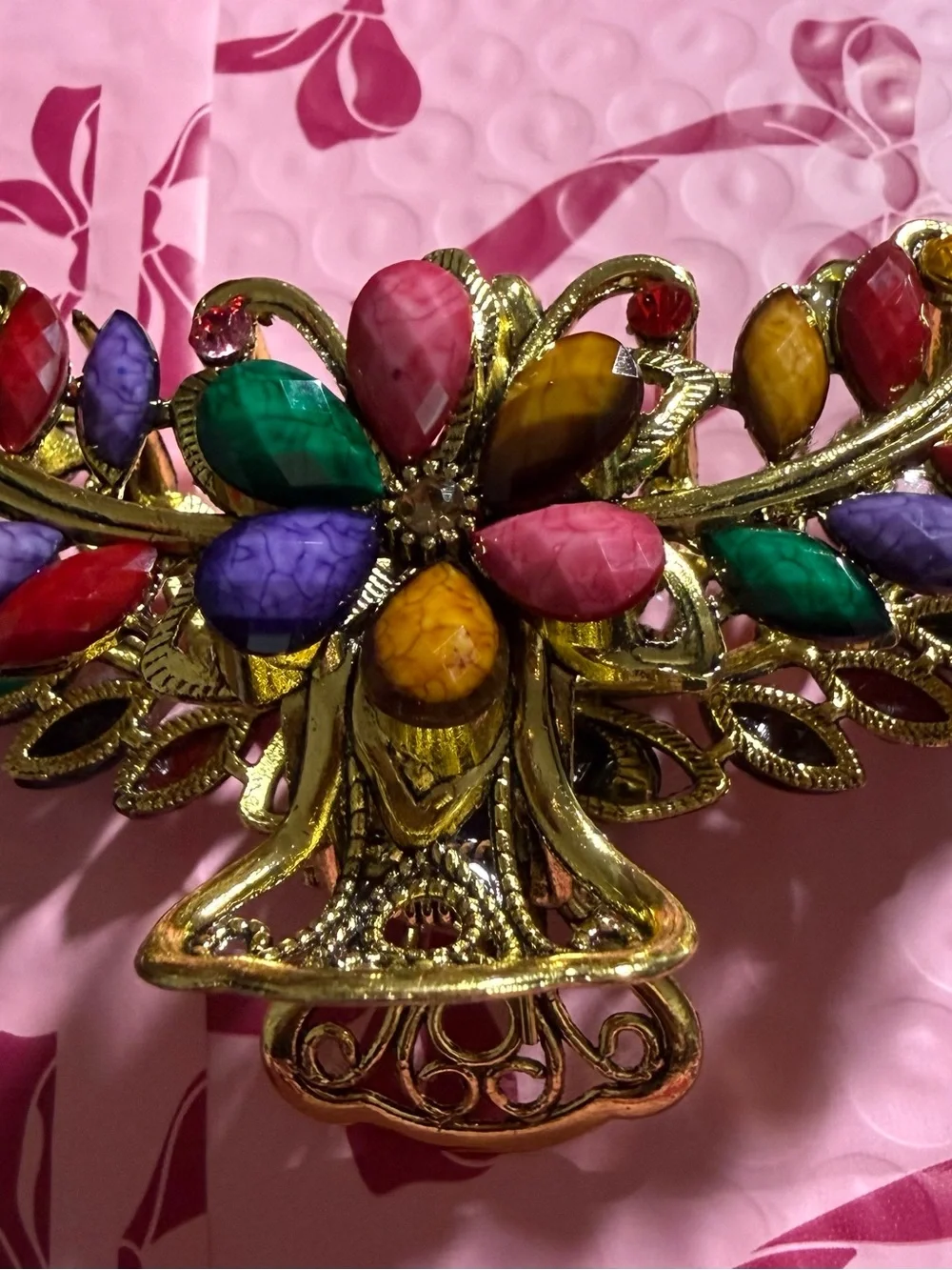 Multicolor Floral Leaf Crystal Hair Clip - Vintage Style